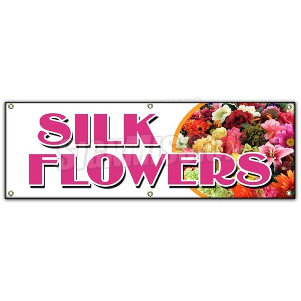 SILK FLOWERS BANNER SIGN arrangements artificial plants trees wreath